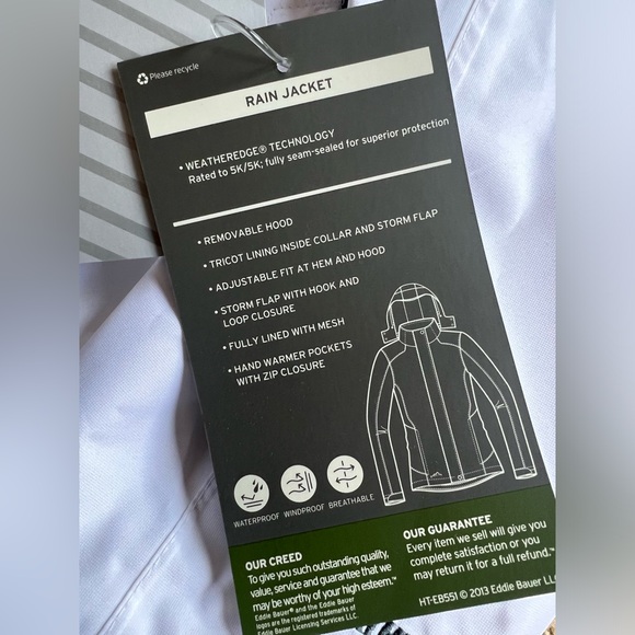 Ladies Eddie Bauer Weatheredge Rain Coat in White size medium NWT- ‼️HAS LOGO‼️ - Picture 10 of 11